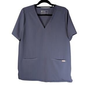 Figs Womens Casma Three Pocket Scrub Top in Space Navy Blue/Grey Size XL Fw1100